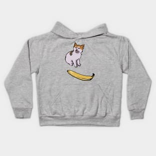 Angry cat no banana meme calico kitty hate yellow fruit Kids Hoodie